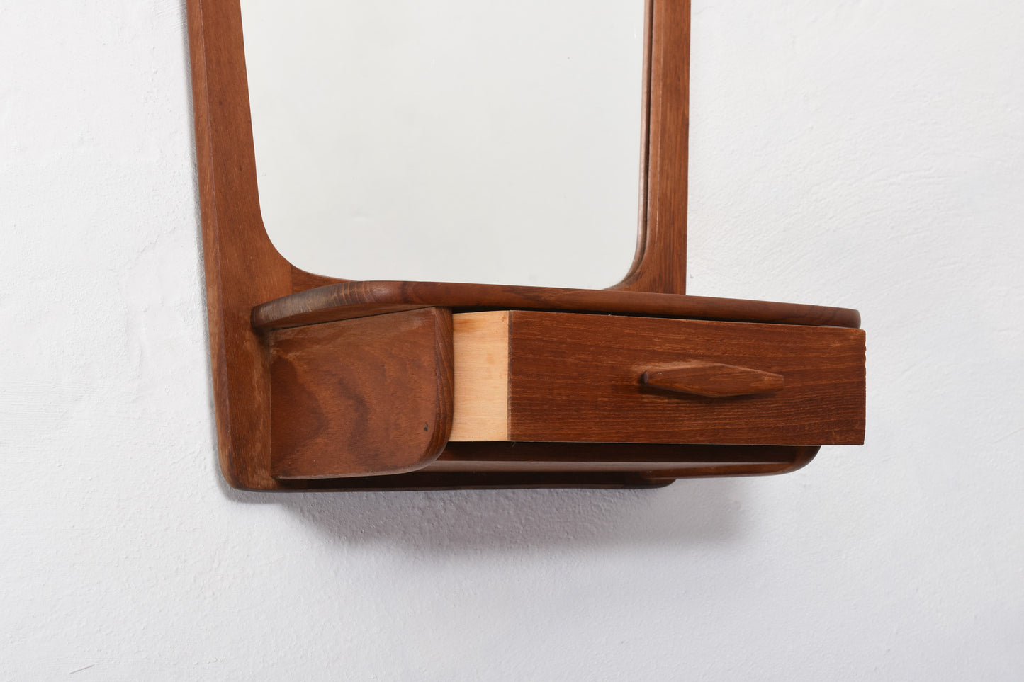 1960s teak mirror with drawer