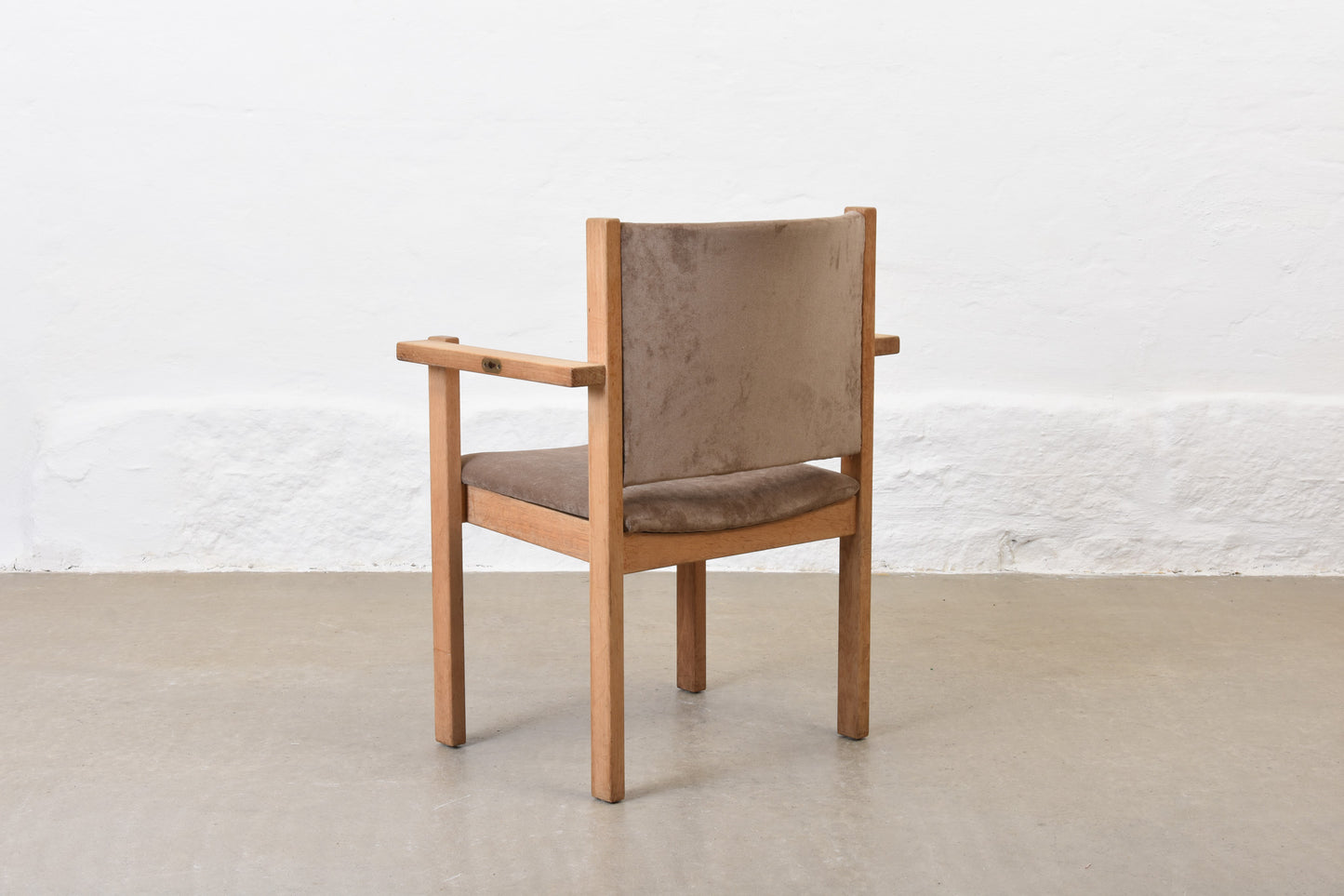 Newly reupholstered: Set of four oak stacking armchairs