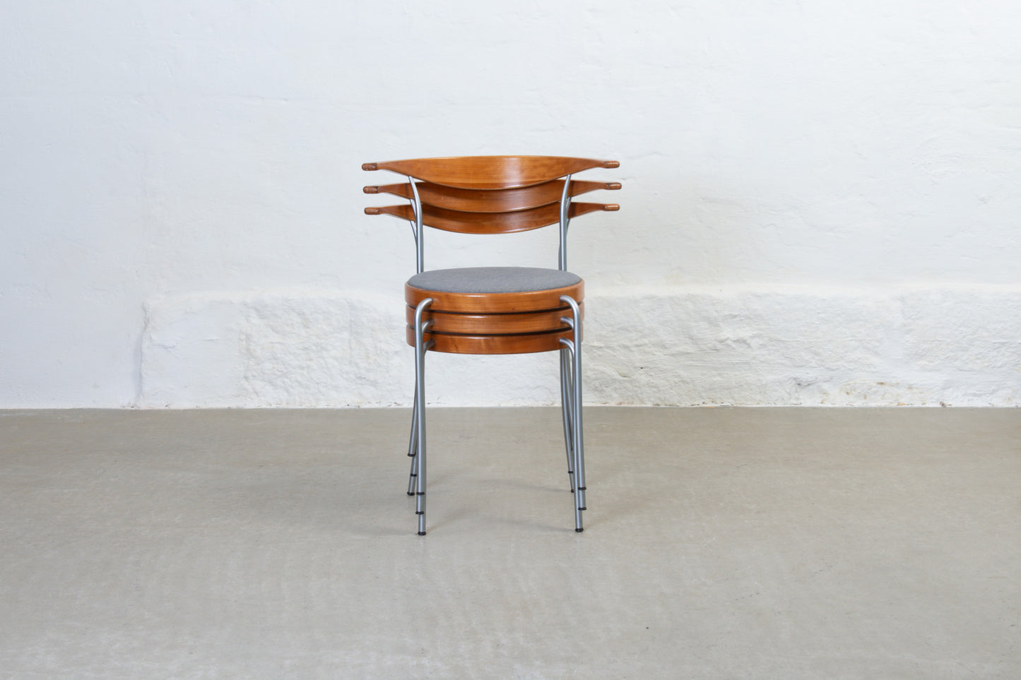 Three available: 1980s stacking armchairs by Rud Thygesen + Johnny Sørensen