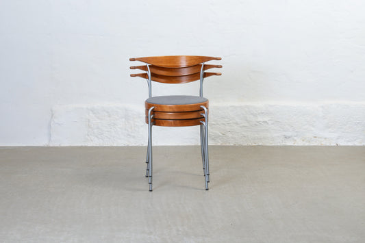 Three available: 1980s stacking armchairs by Rud Thygesen + Johnny Sørensen