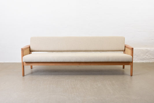 Newly reupholstered: 1960s oak sofa bed by Yngve Ekström