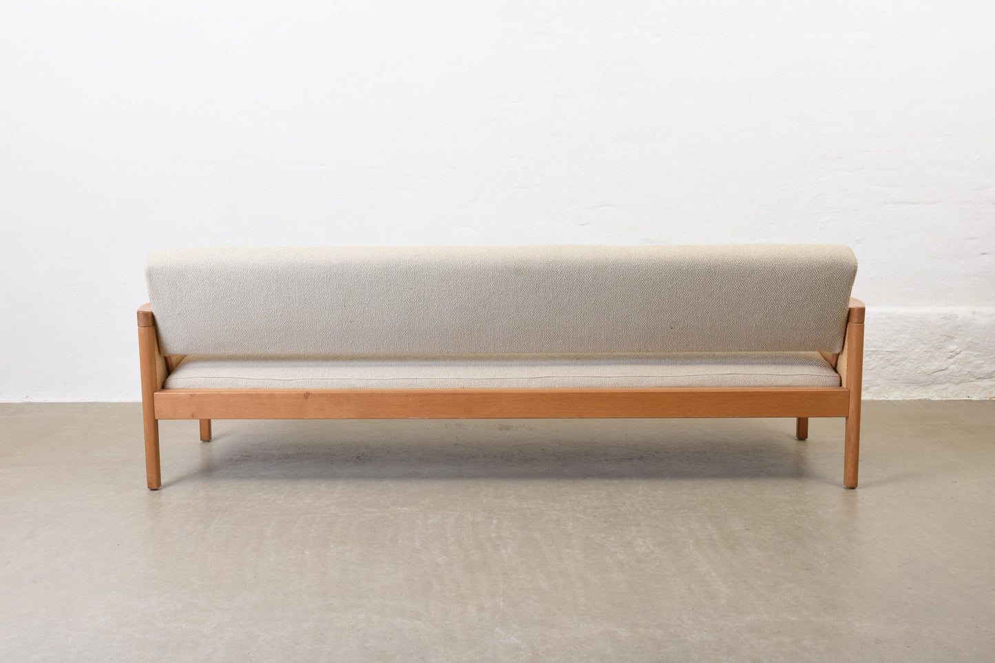 Newly reupholstered: 1960s oak sofa bed by Yngve Ekström