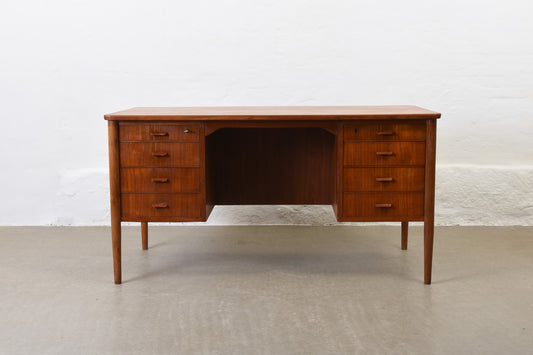 1950s twin pedestal desk in teak