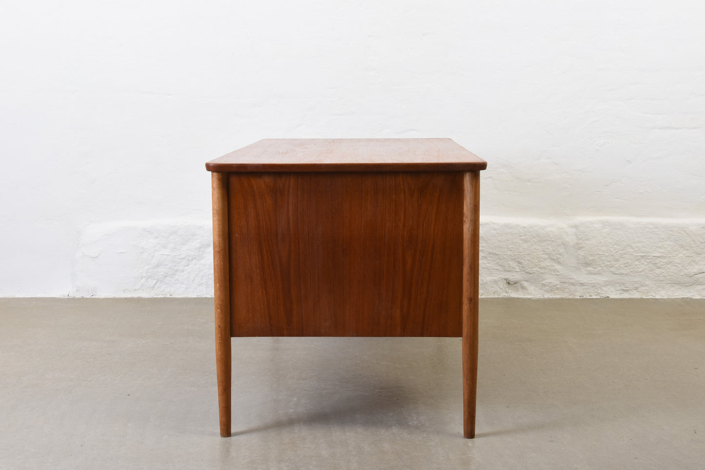 1950s twin pedestal desk in teak