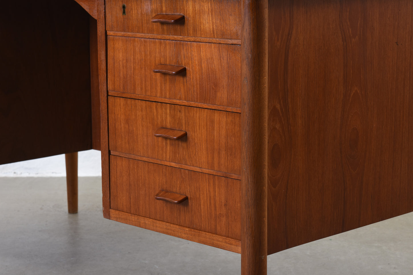 1950s twin pedestal desk in teak