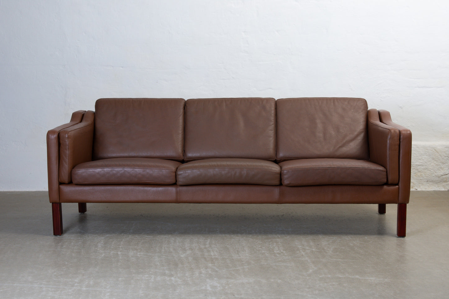 1970s three seater in leather by HJ Møbler