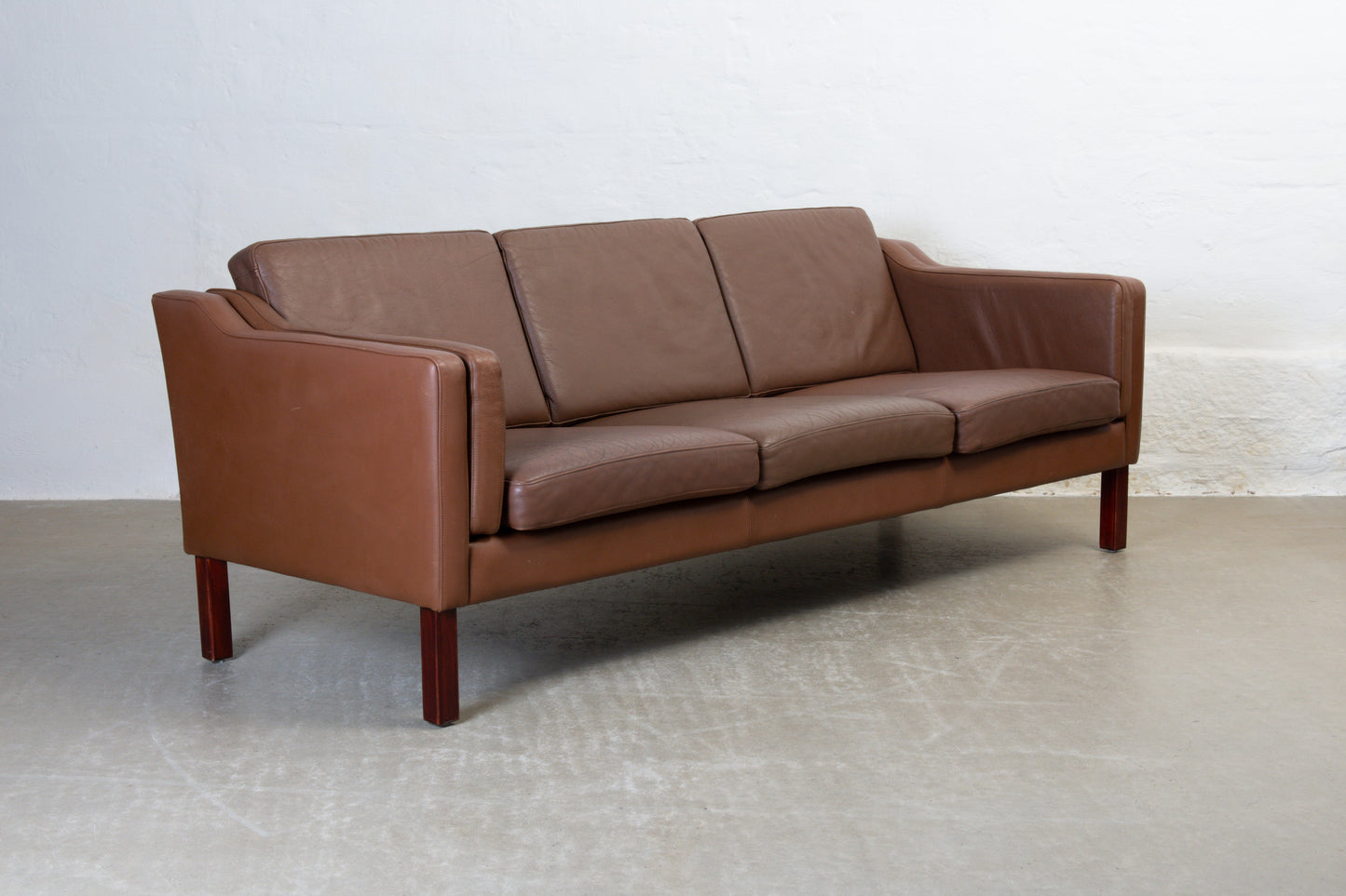 1970s three seater in leather by HJ Møbler