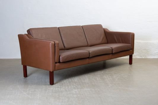 1970s three seater in leather by HJ Møbler
