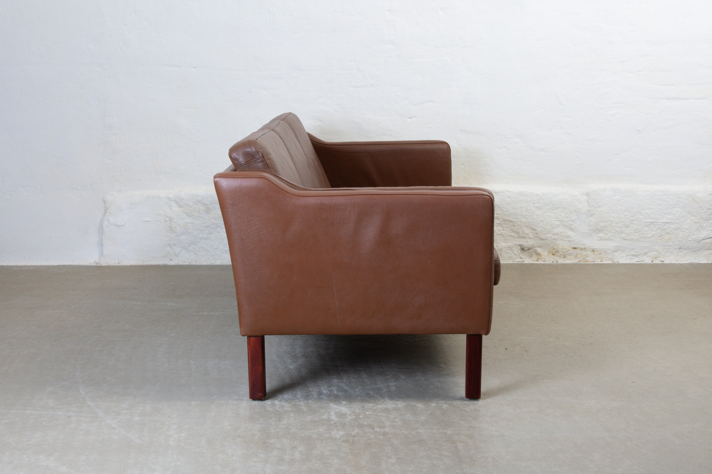 1970s three seater in leather by HJ Møbler