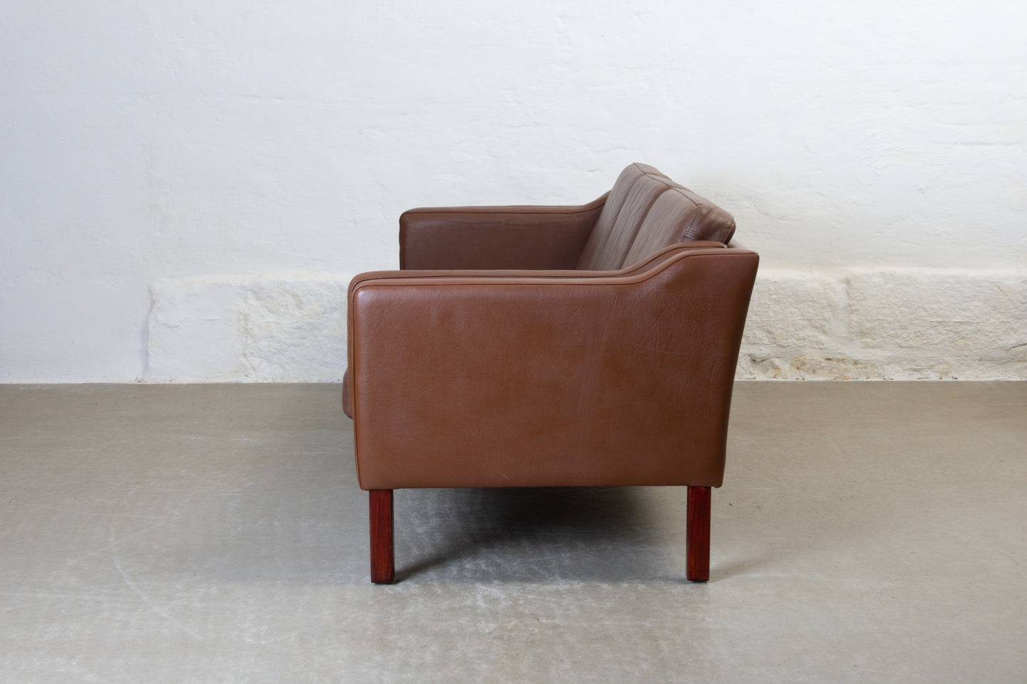 1970s three seater in leather by HJ Møbler