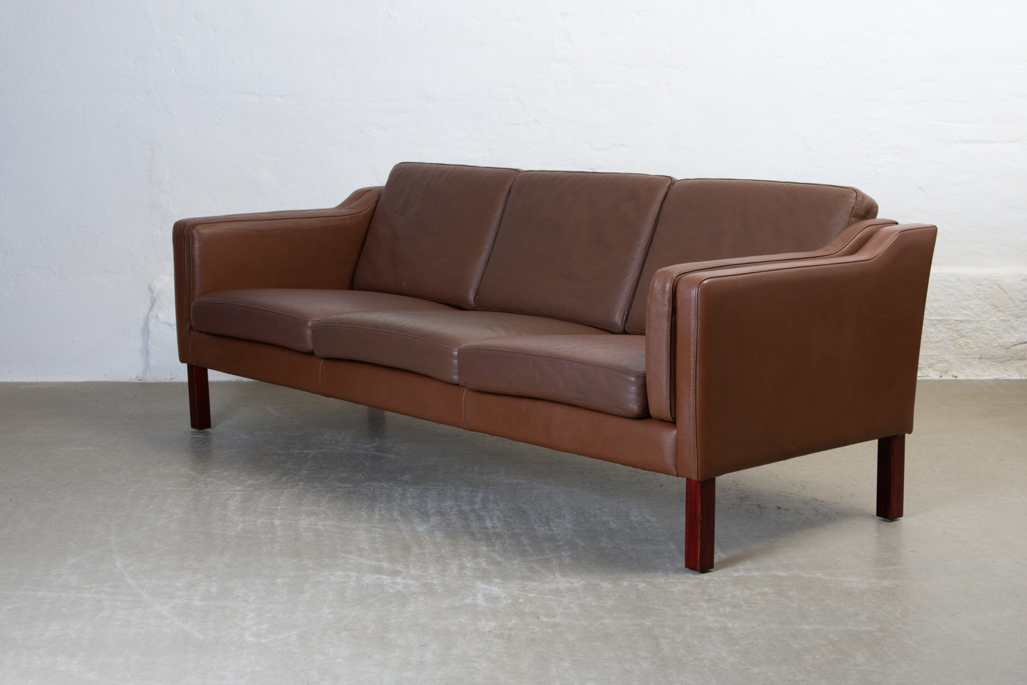 1970s three seater in leather by HJ Møbler