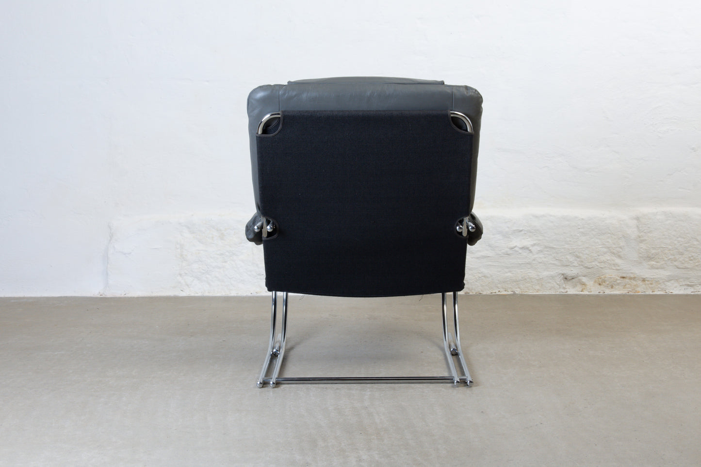 1970s leather + metal lounger