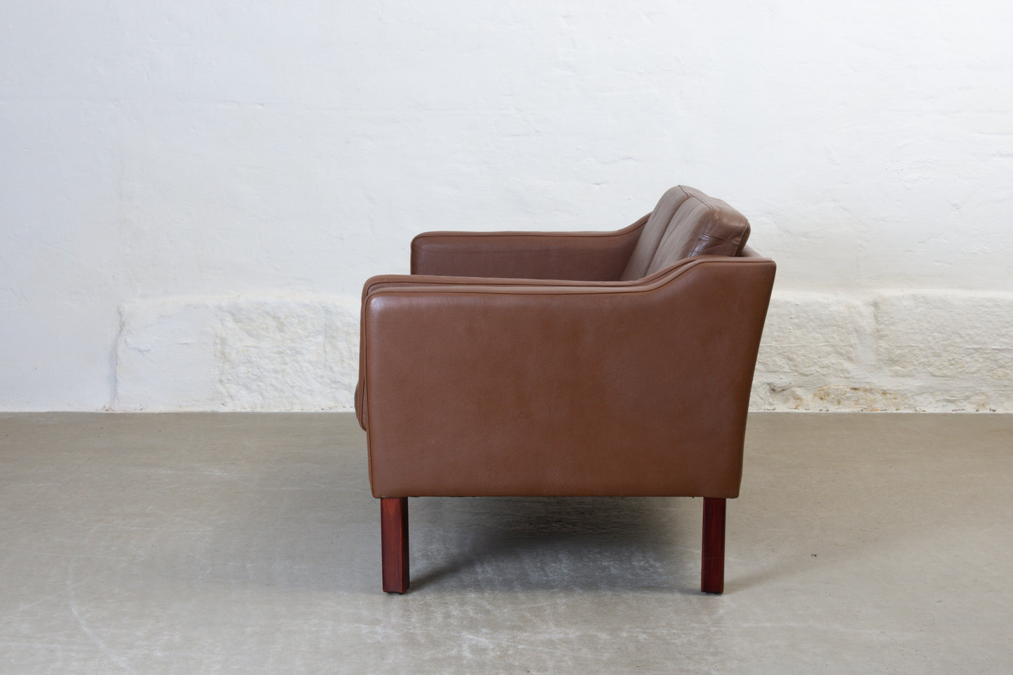 1970s two seater in leather by HJ Møbler