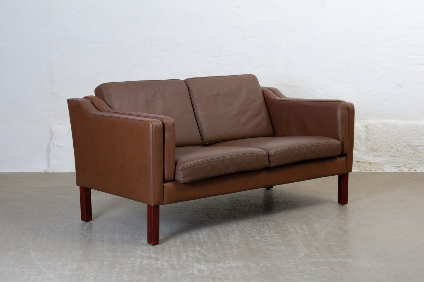 1970s two seater in leather by HJ Møbler