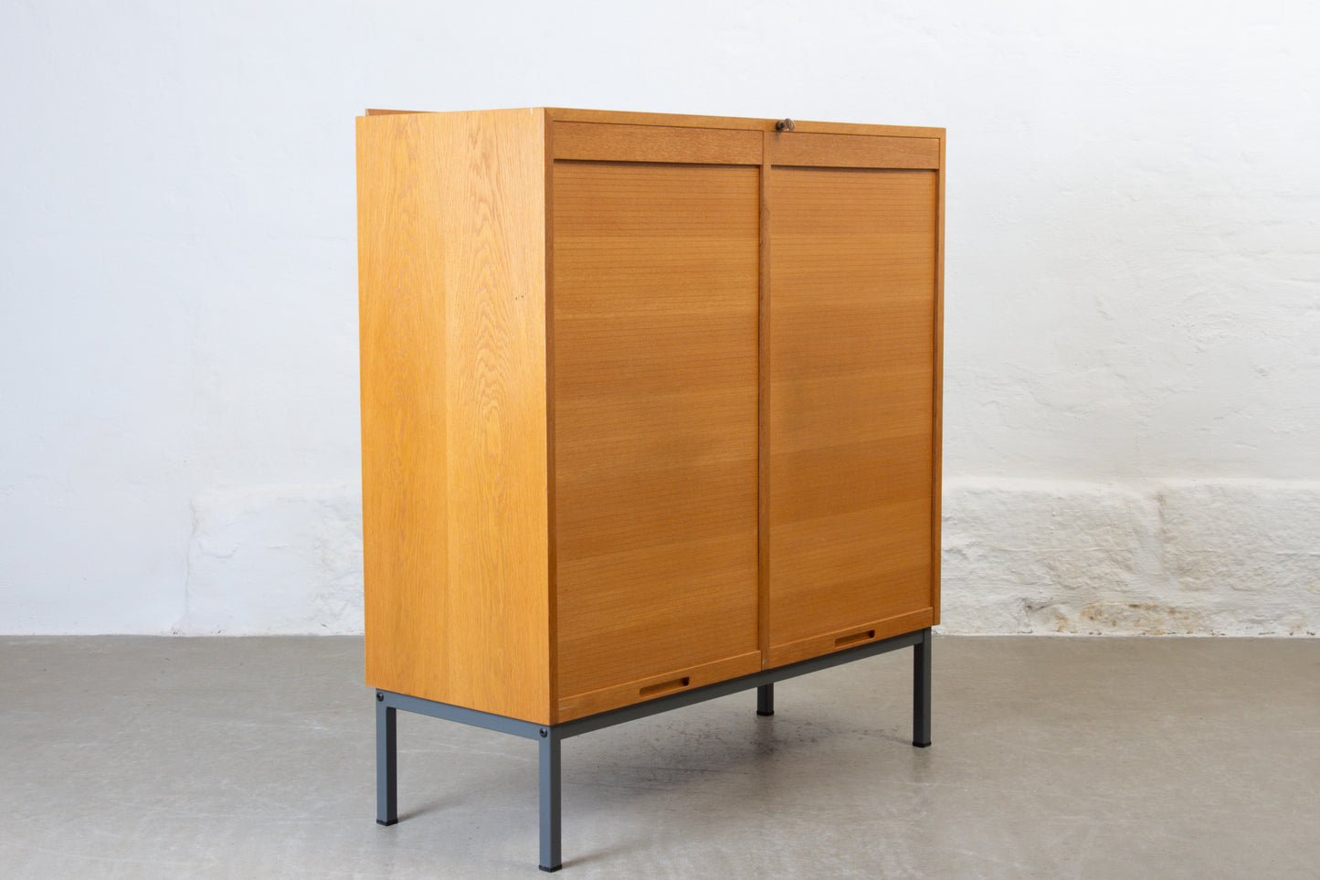 1970s archive cabinet with tambour doors