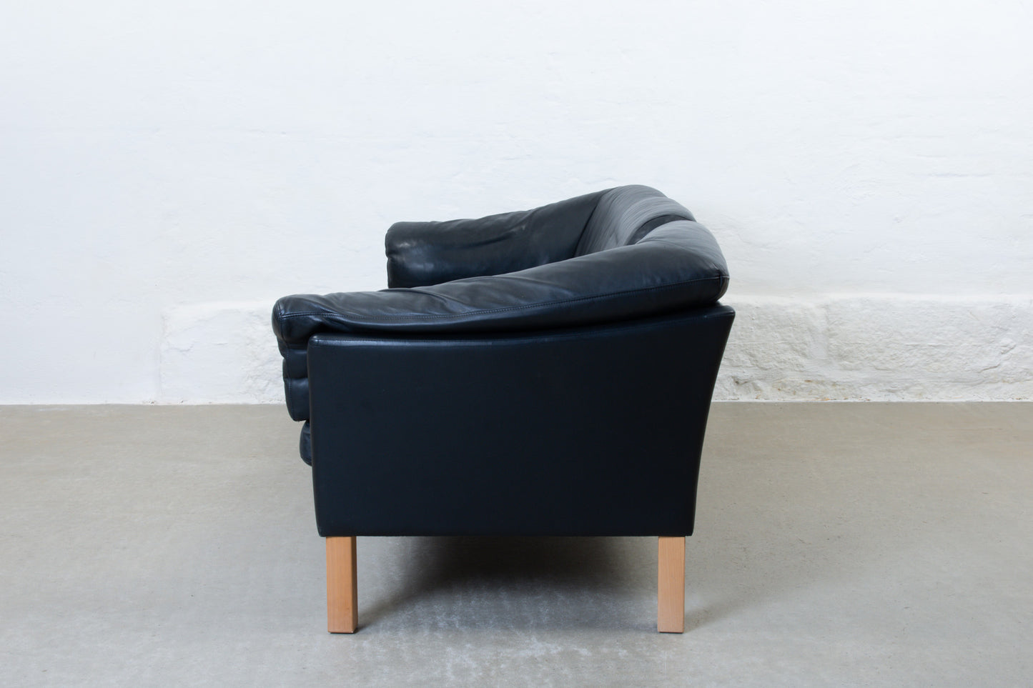 1980s three seat sofa in black leather