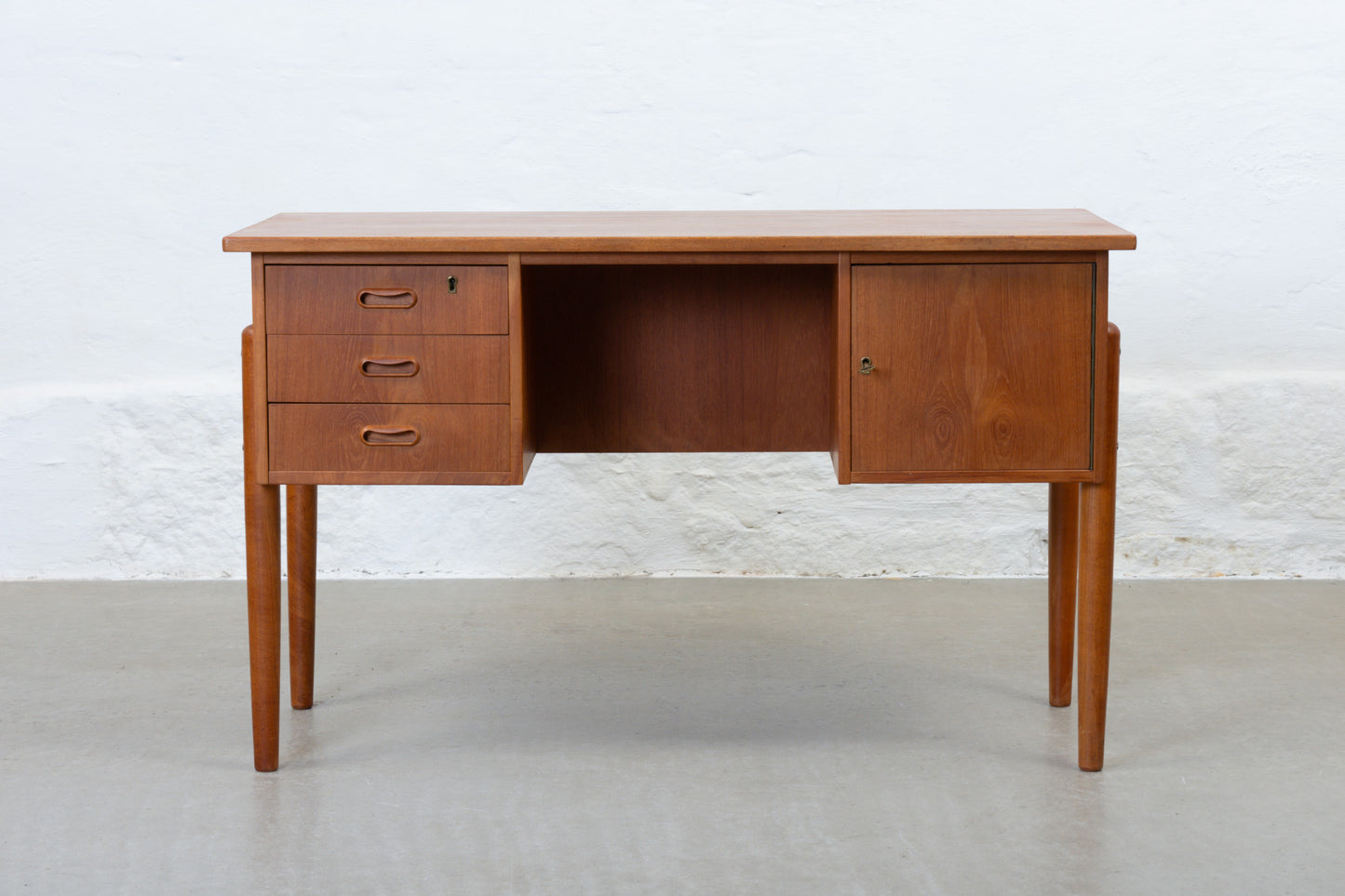 1960s twin pedestal desk in teak