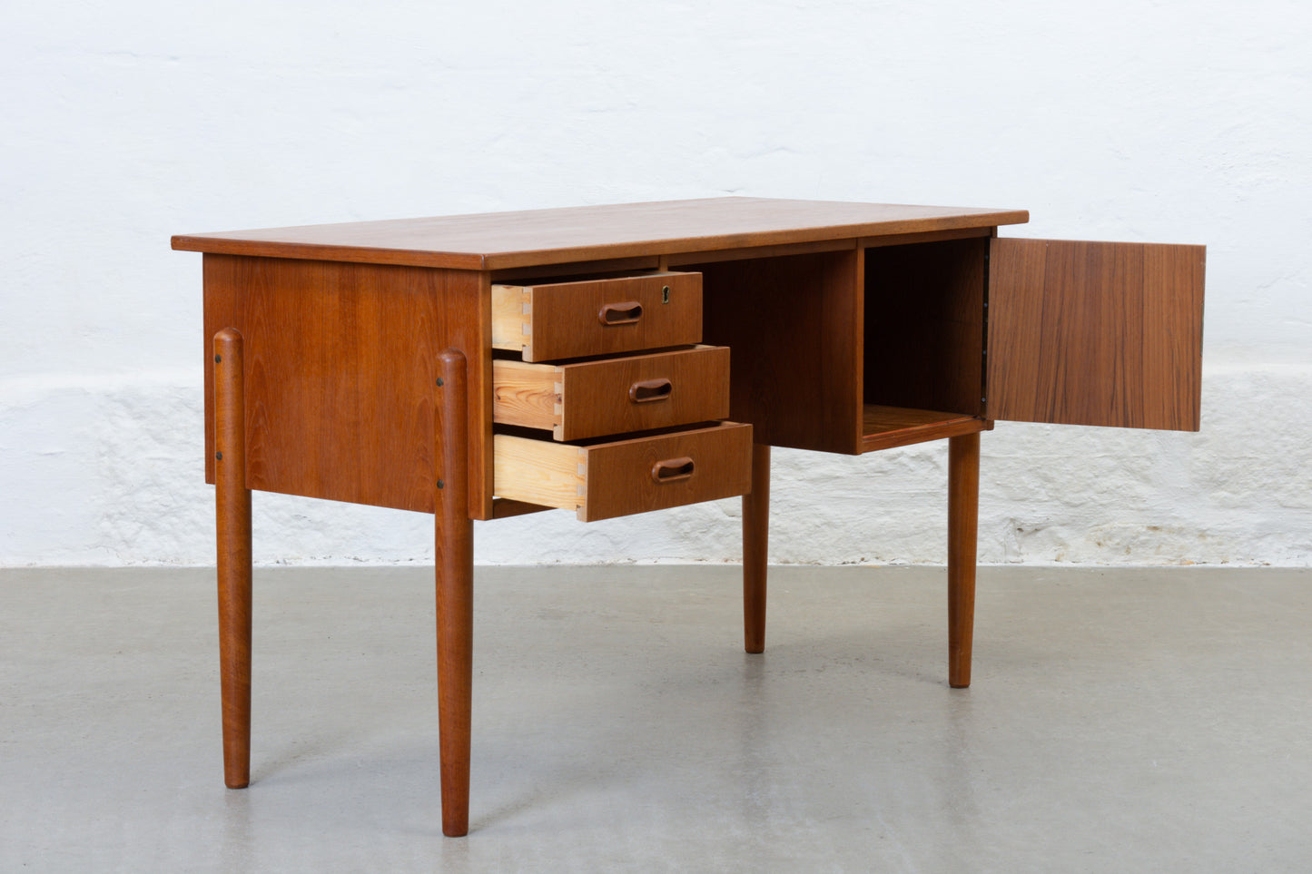 1960s twin pedestal desk in teak
