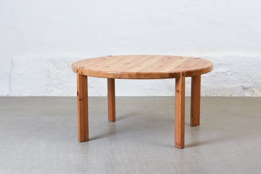 1970s round pine coffee table