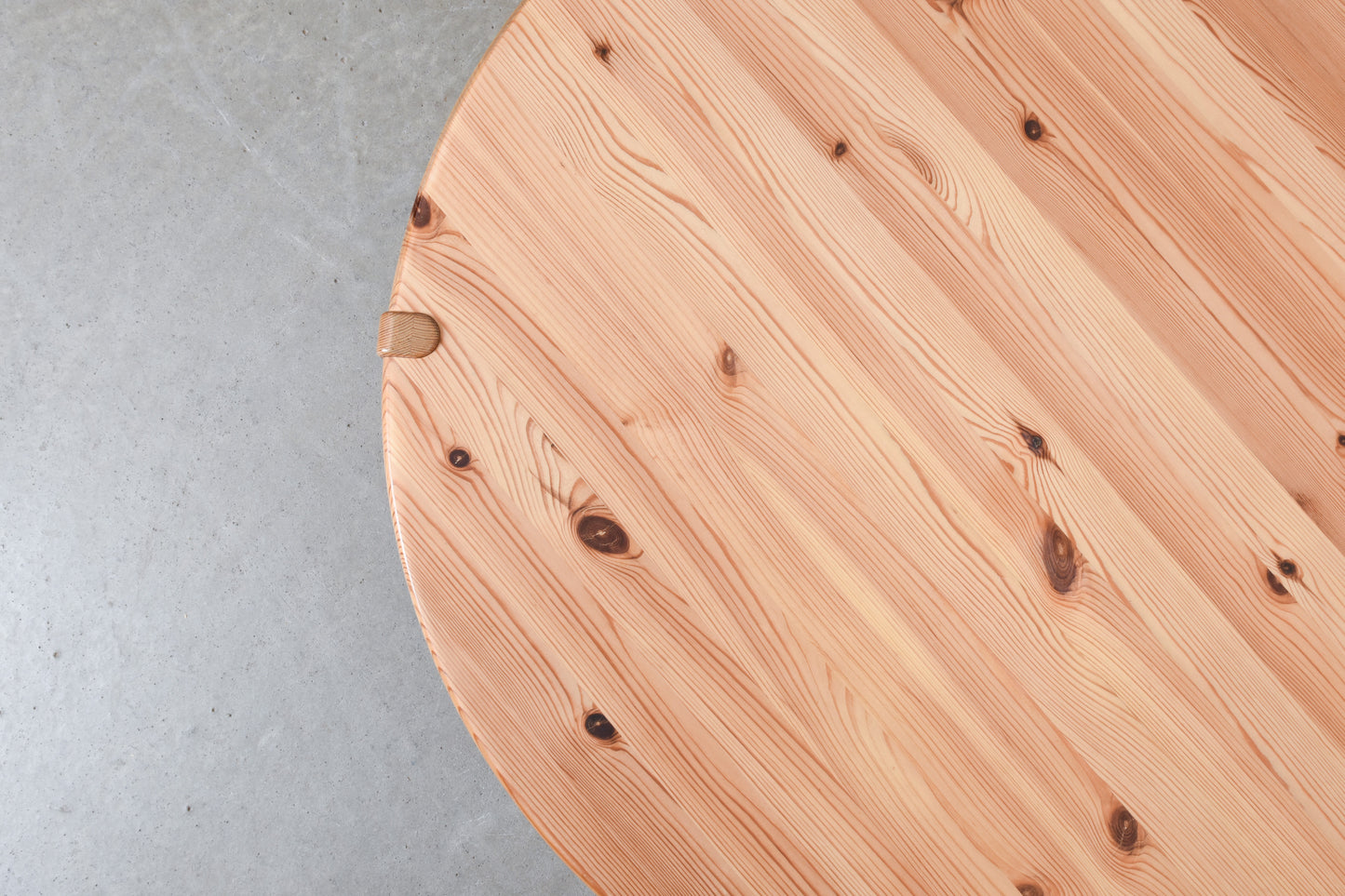 1970s round pine coffee table