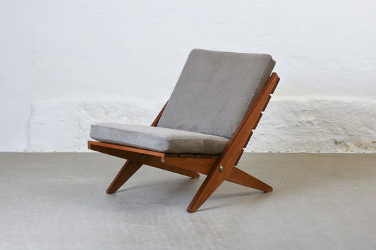 Newly reupholstered: 1960s pine + corduroy lounger