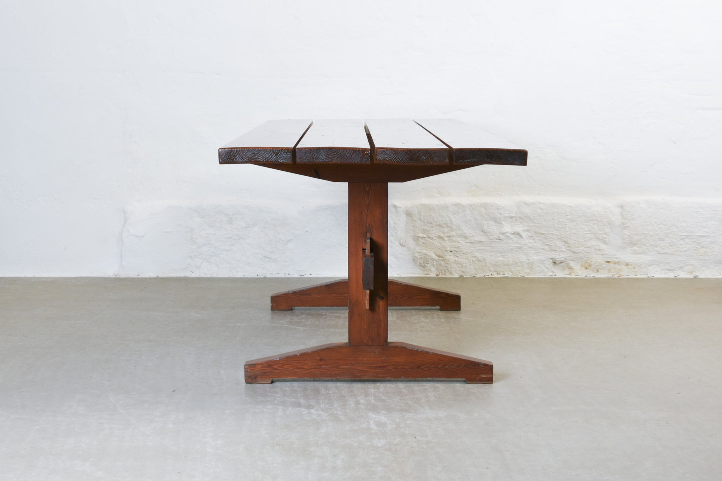 1970s plank dining table in pine