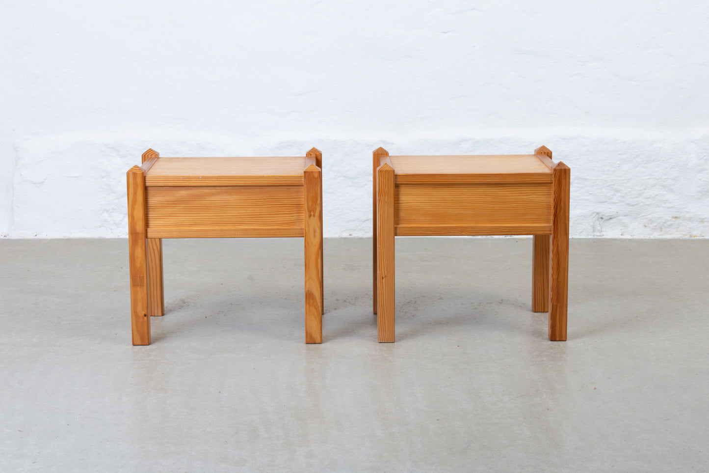 1970s pair of pine bedside tables
