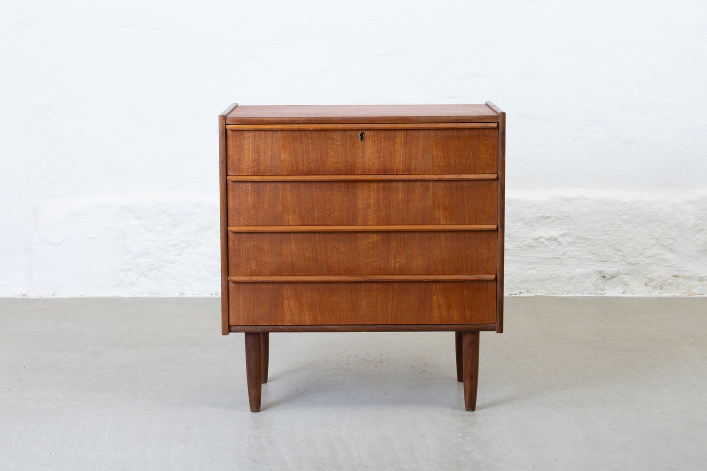 1960s low teak chest of drawers