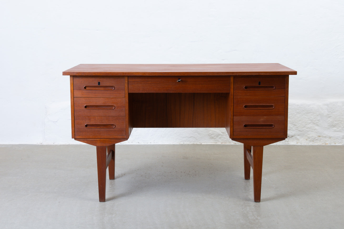 1960s twin pedestal desk in teak