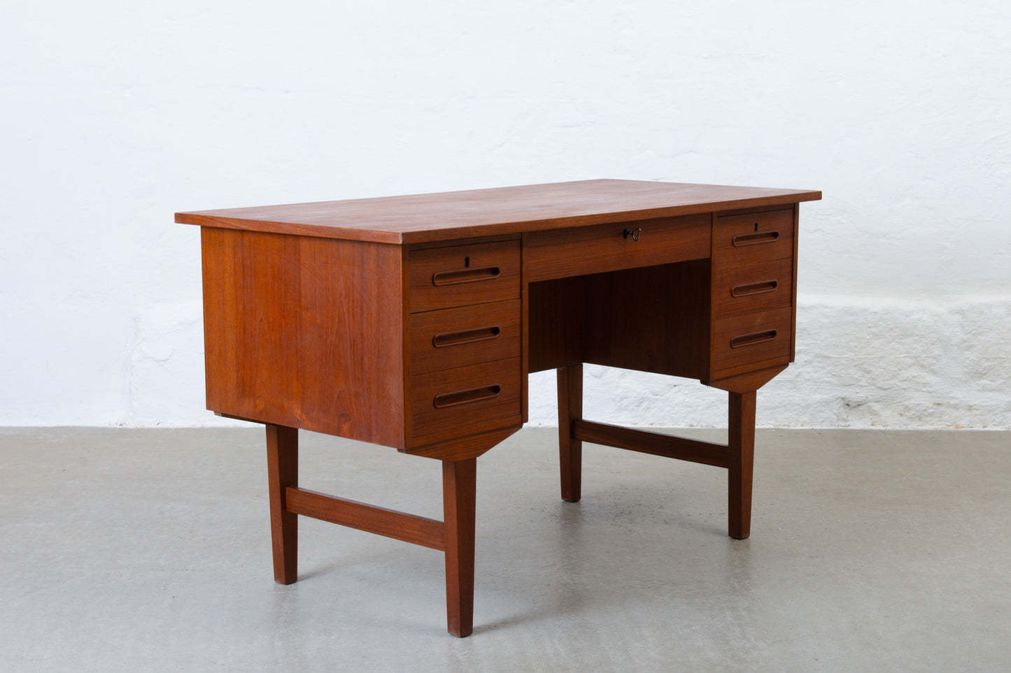 1960s twin pedestal desk in teak