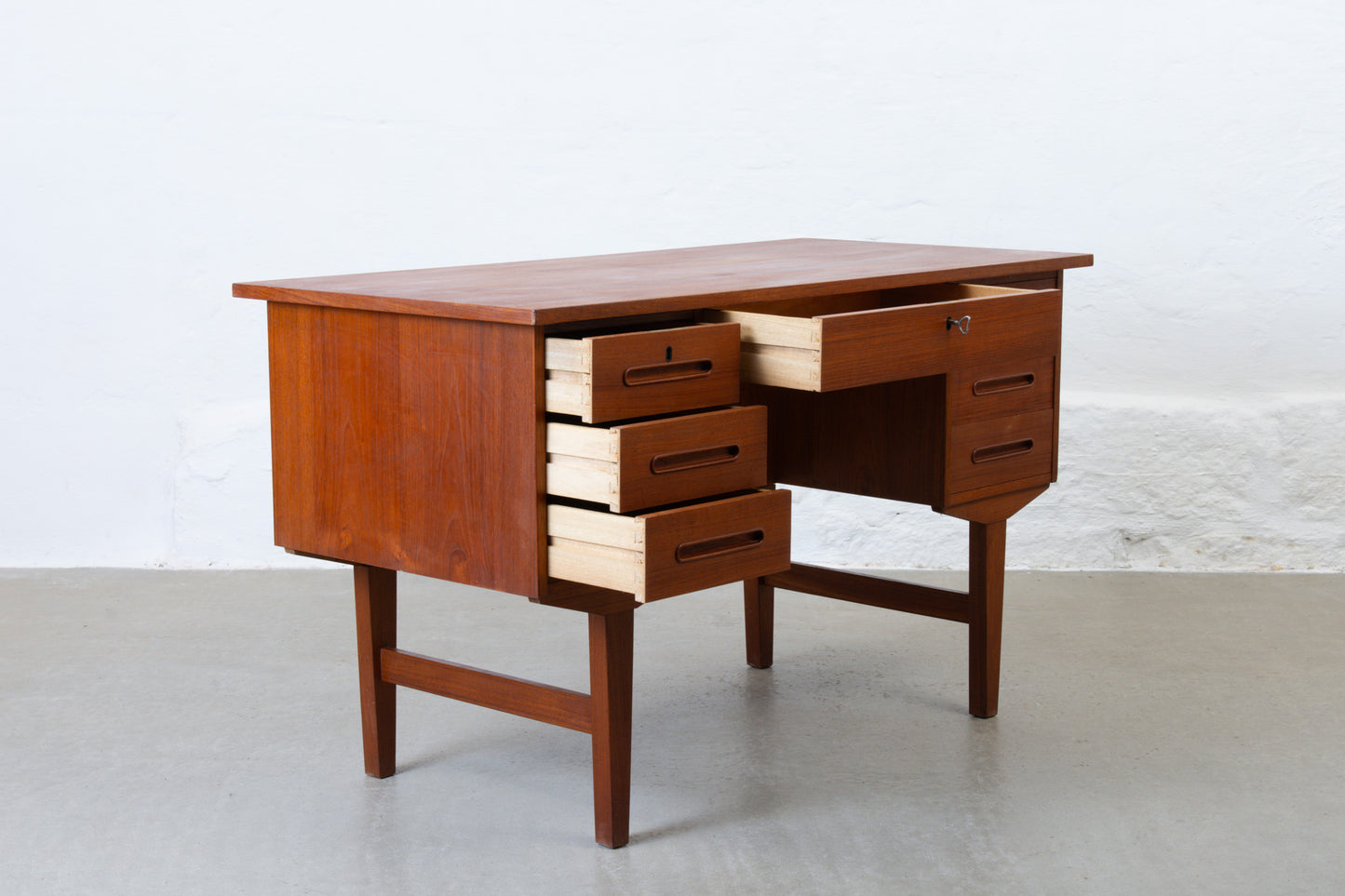 1960s twin pedestal desk in teak