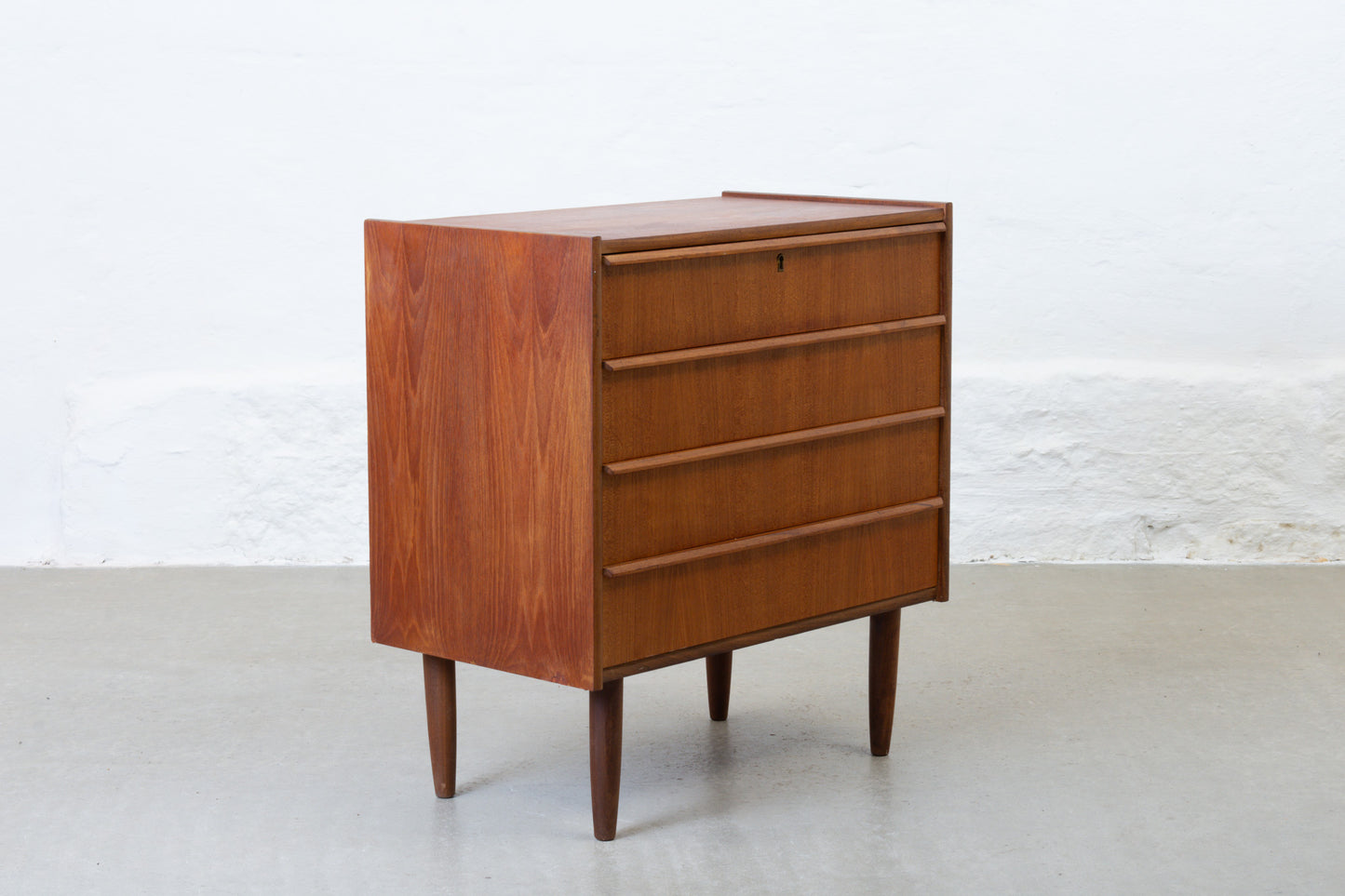 1960s low teak chest of drawers