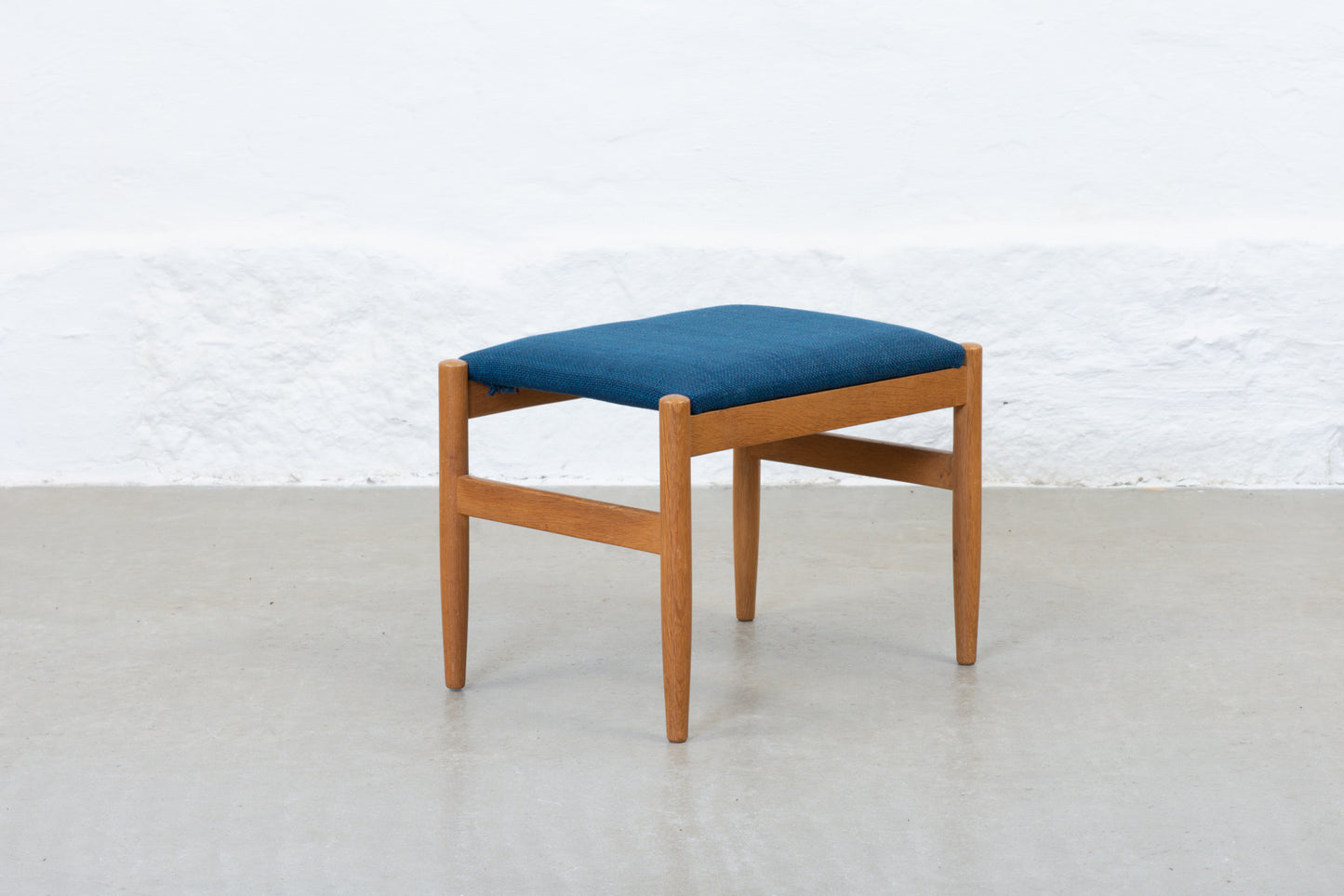 1960s oak + wool foot stool