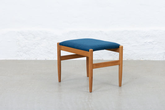 1960s oak + wool foot stool