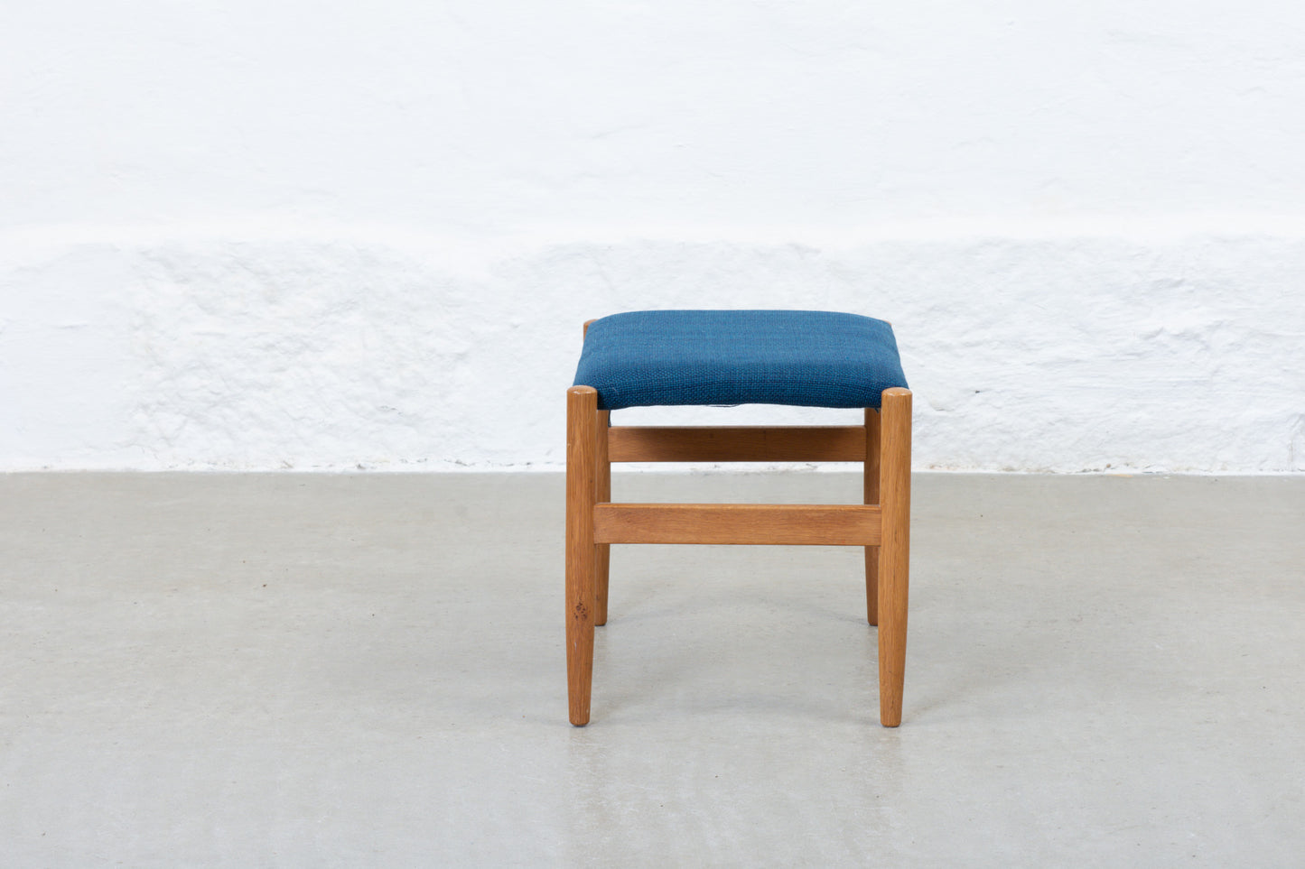 1960s oak + wool foot stool