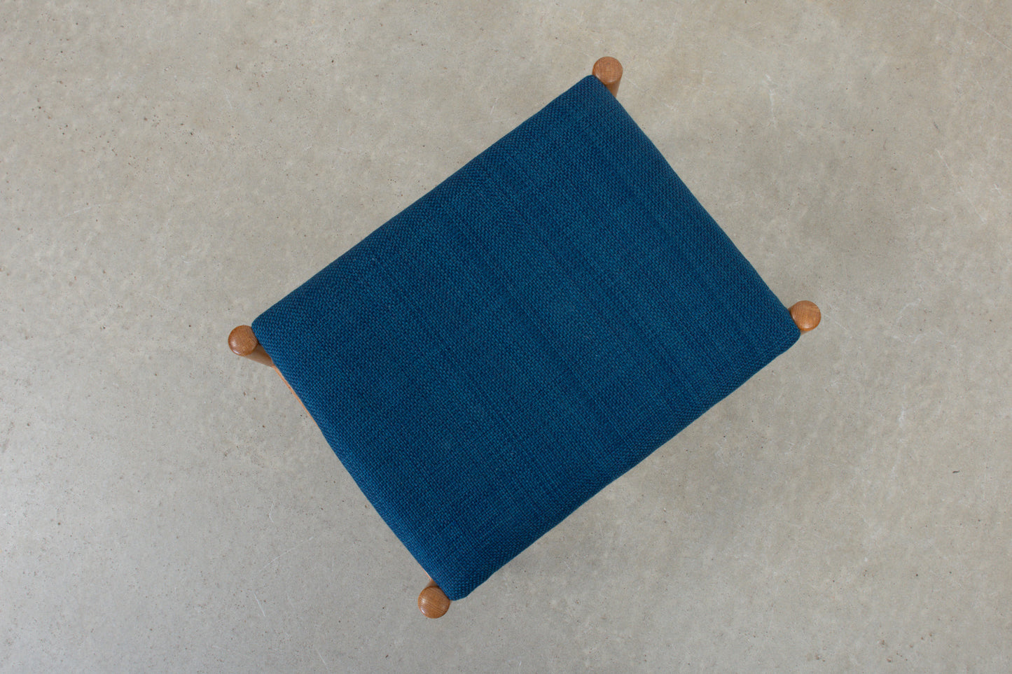 1960s oak + wool foot stool