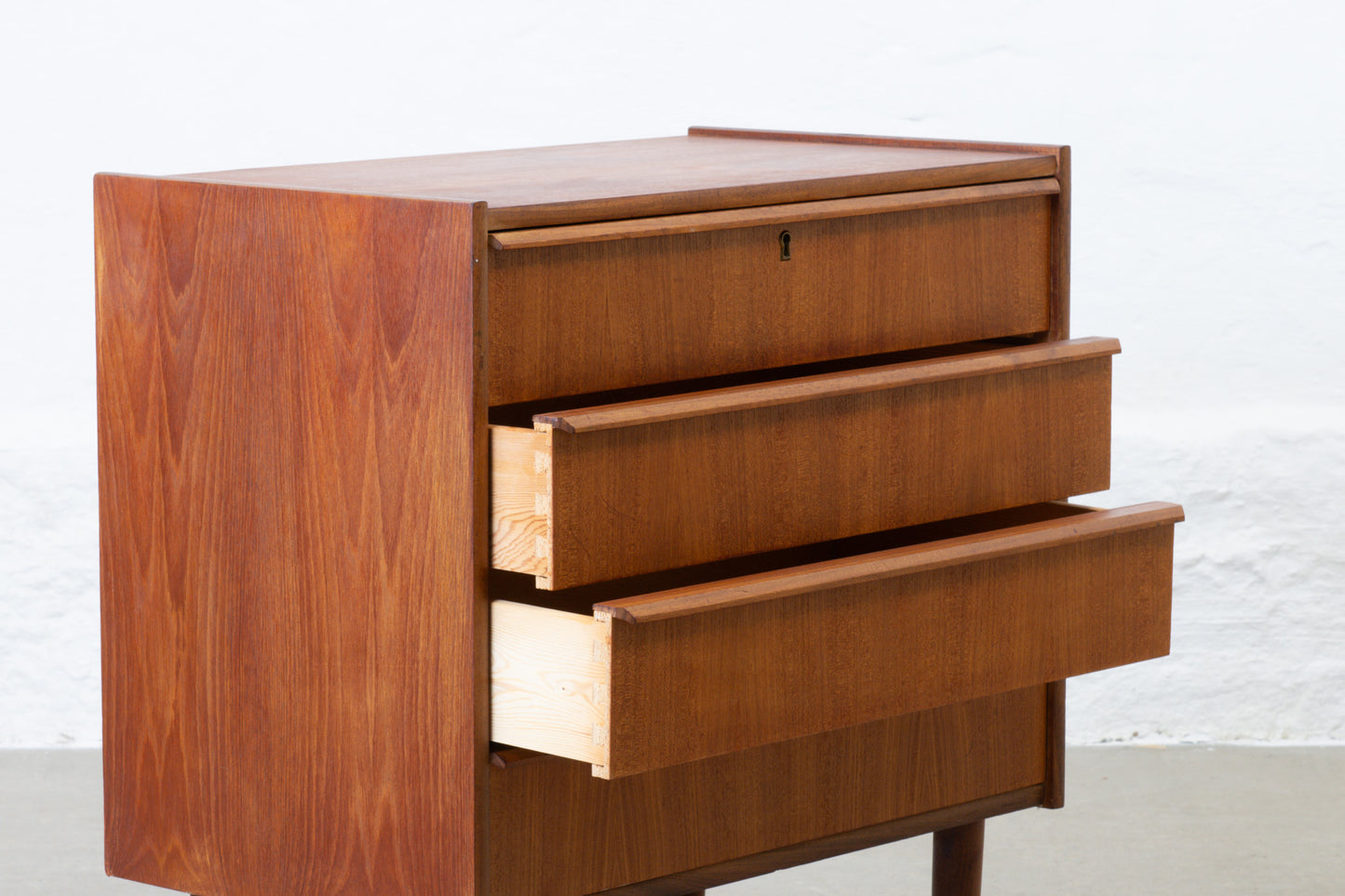 1960s low teak chest of drawers