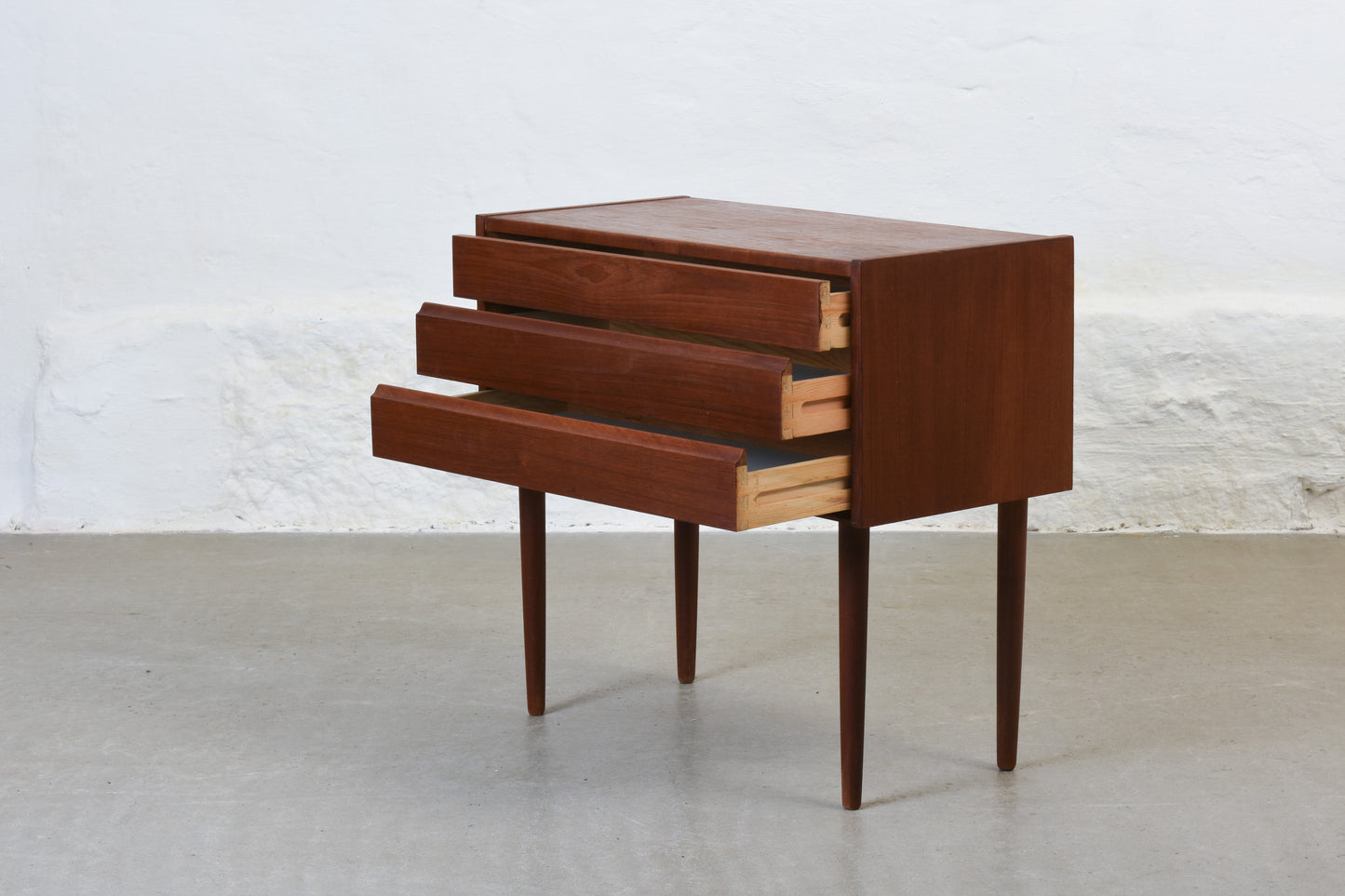 1960s low teak chest with inset handles no. 1