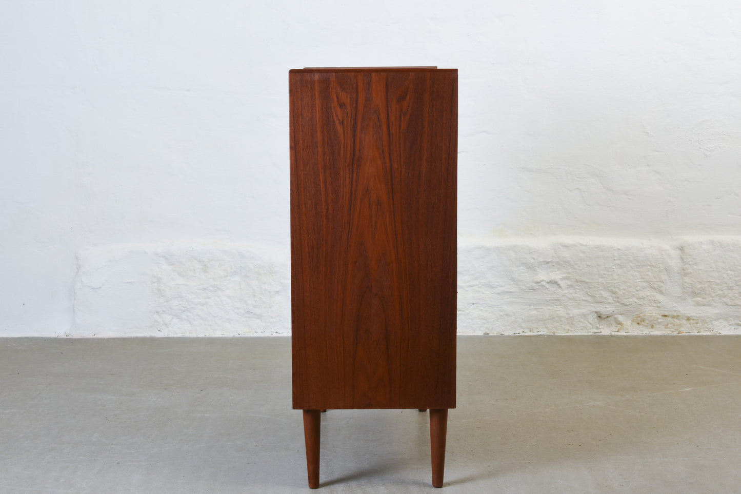 1960s teak chest of drawers with recessed handles