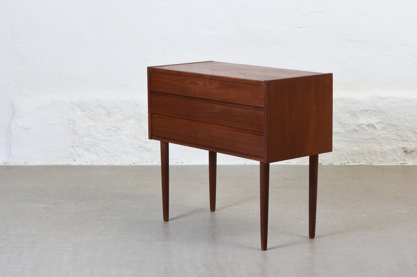 1960s low teak chest with inset handles no. 1