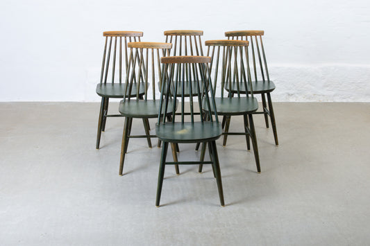 1960s set of six spindle back chairs