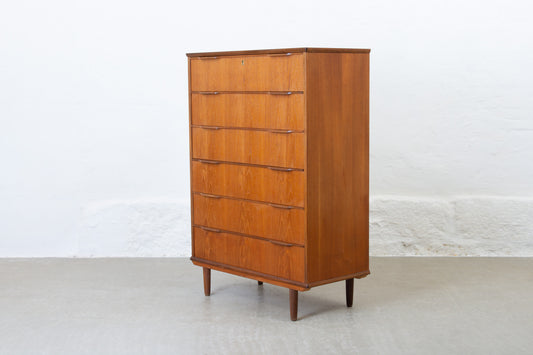 1960s teak chest of six deep drawers