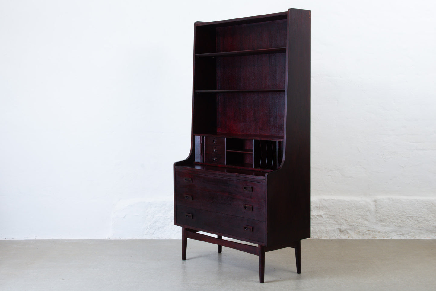 1960s stained oak secretary/bookshelf by Johannes Sorth