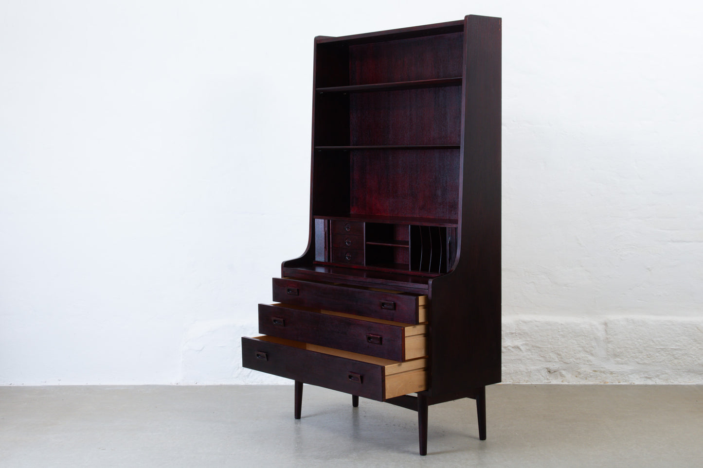 1960s stained oak secretary/bookshelf by Johannes Sorth