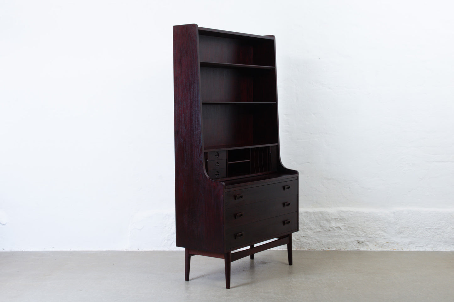 1960s stained oak secretary/bookshelf by Johannes Sorth