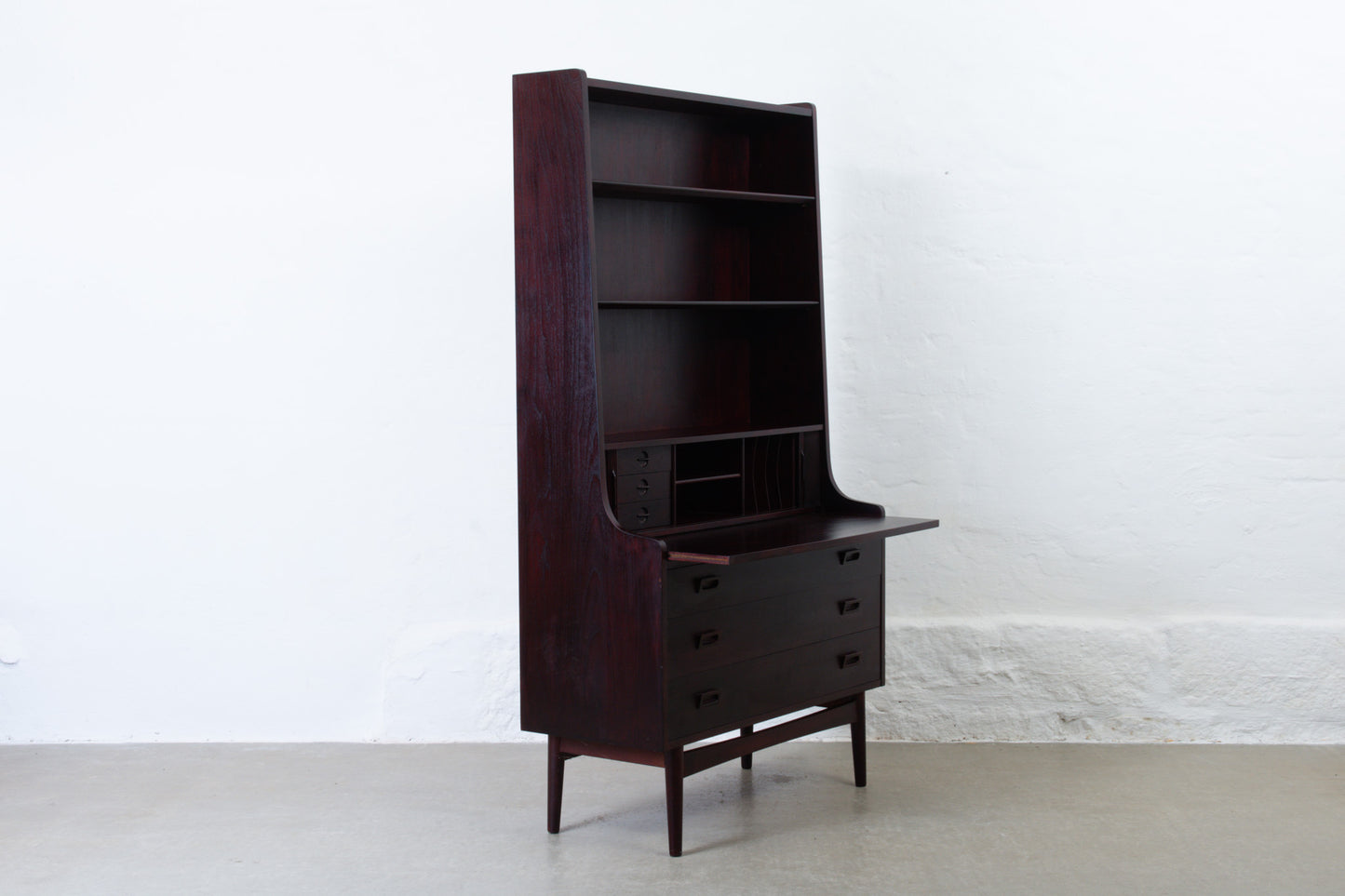 1960s stained oak secretary/bookshelf by Johannes Sorth