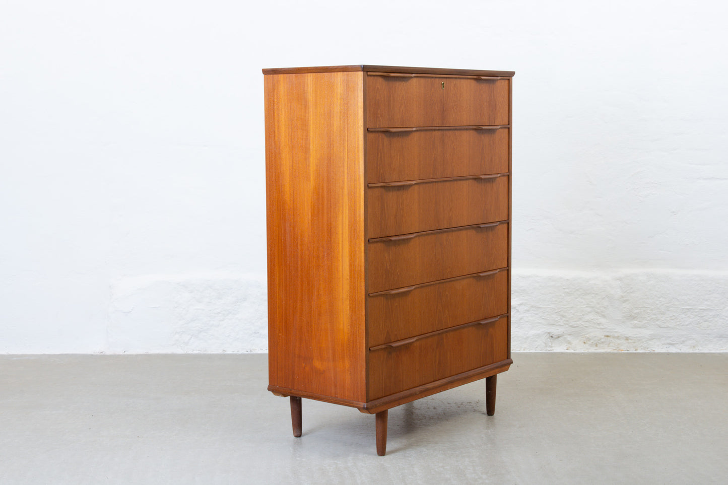 1960s teak chest of six deep drawers