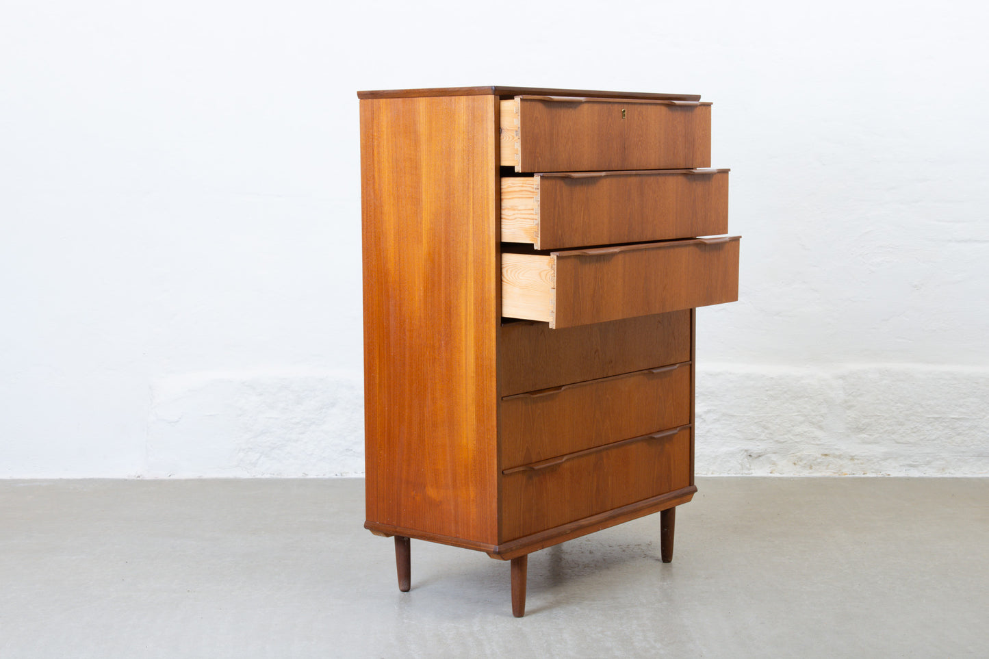 1960s teak chest of six deep drawers