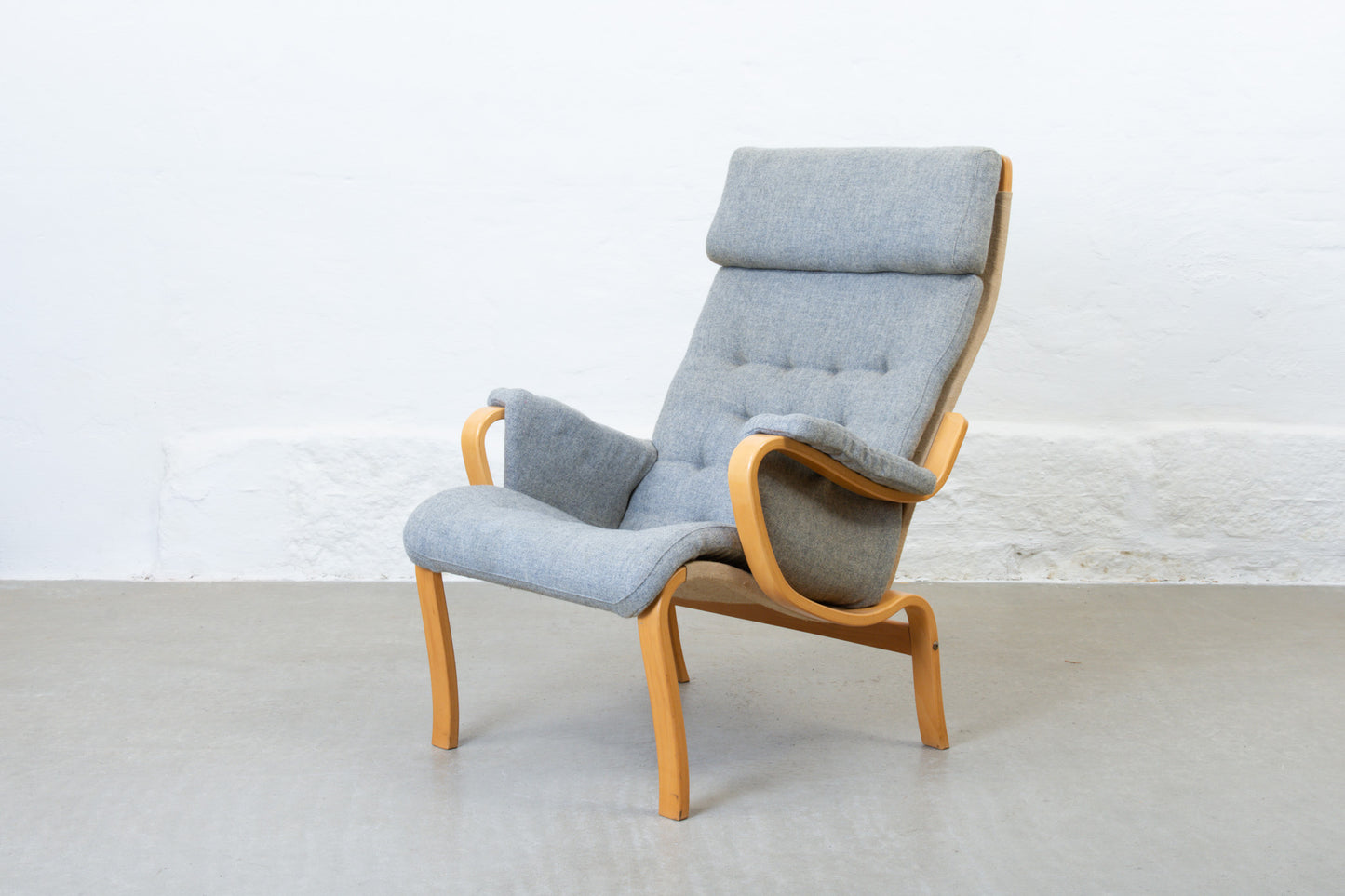 1970s Swedish lounger in beech + wool