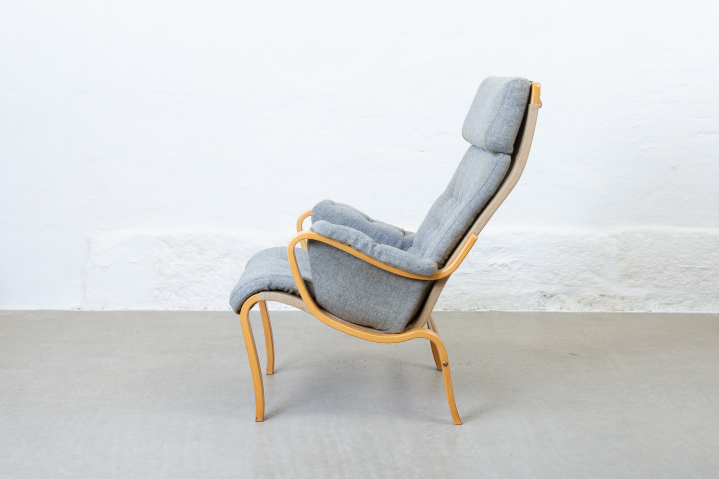 1970s Swedish lounger in beech + wool